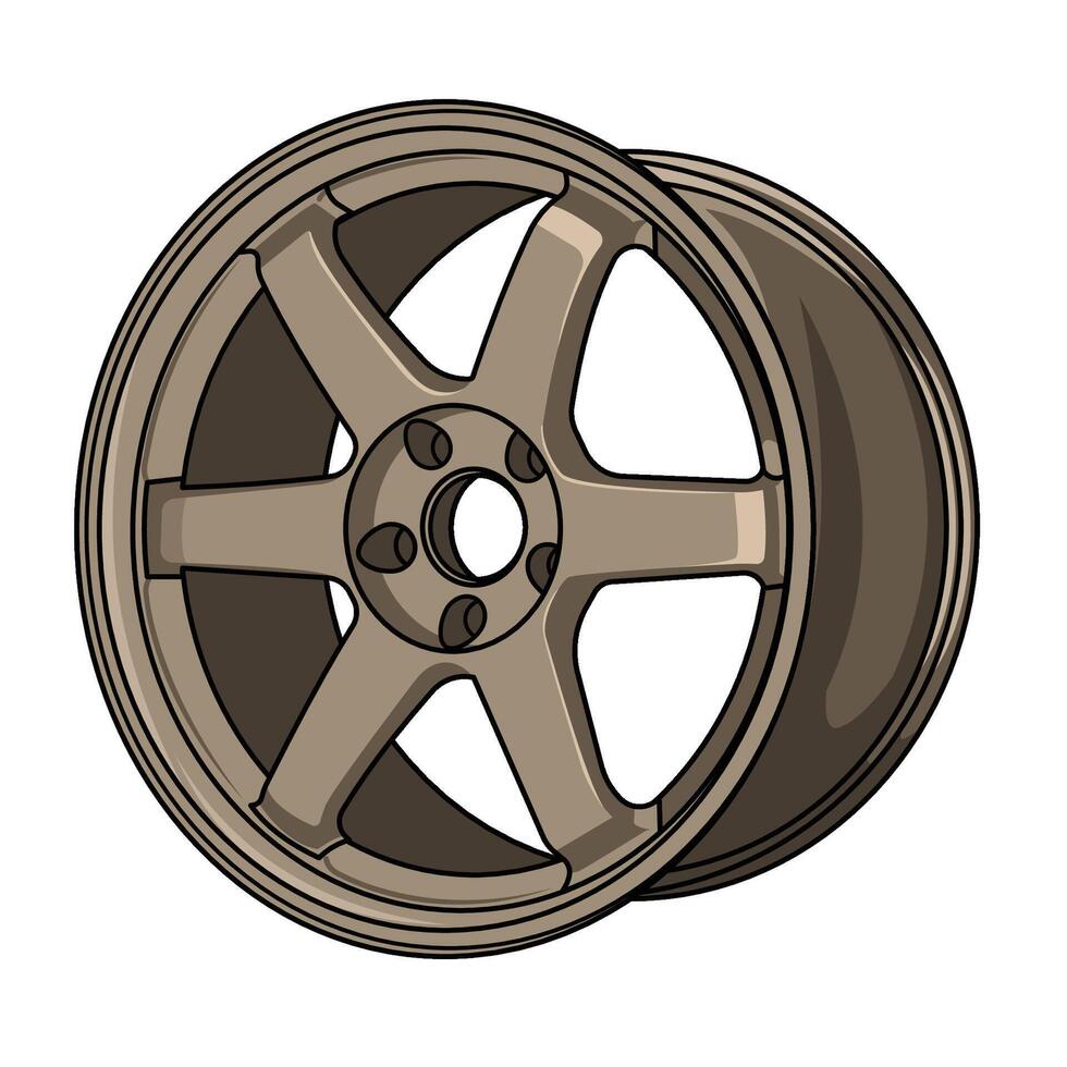 gold car wheel rim flat vector