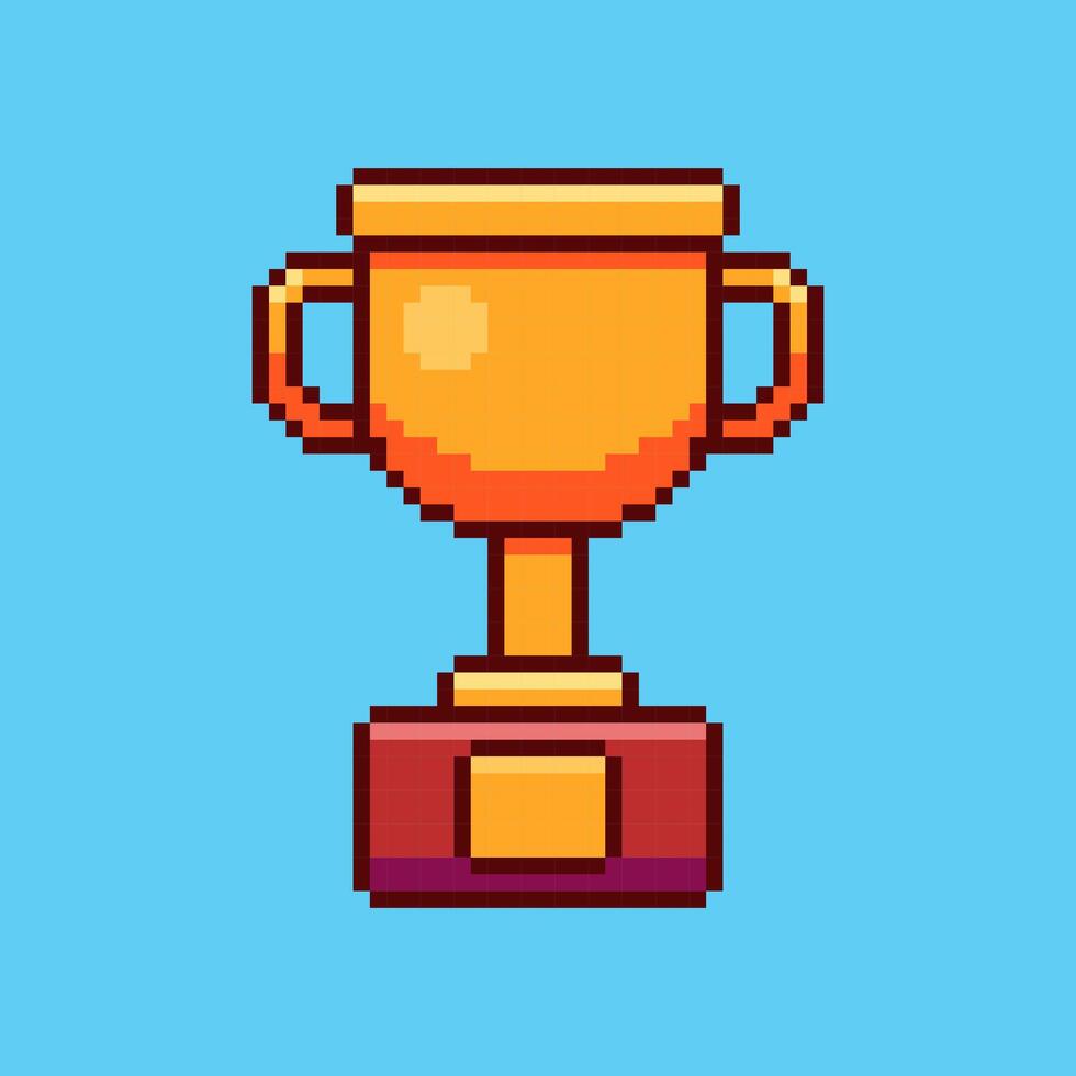Pixel art Trophy game asset design vector