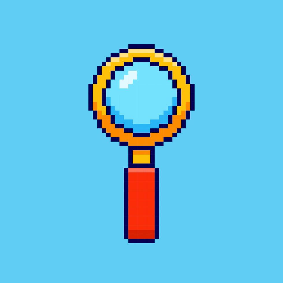 Pixel art magnifier game asset design vector