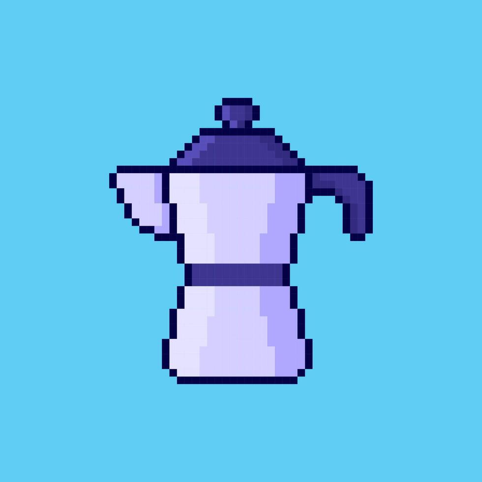 Pixel art Coffee Moka Pot game asset design vector
