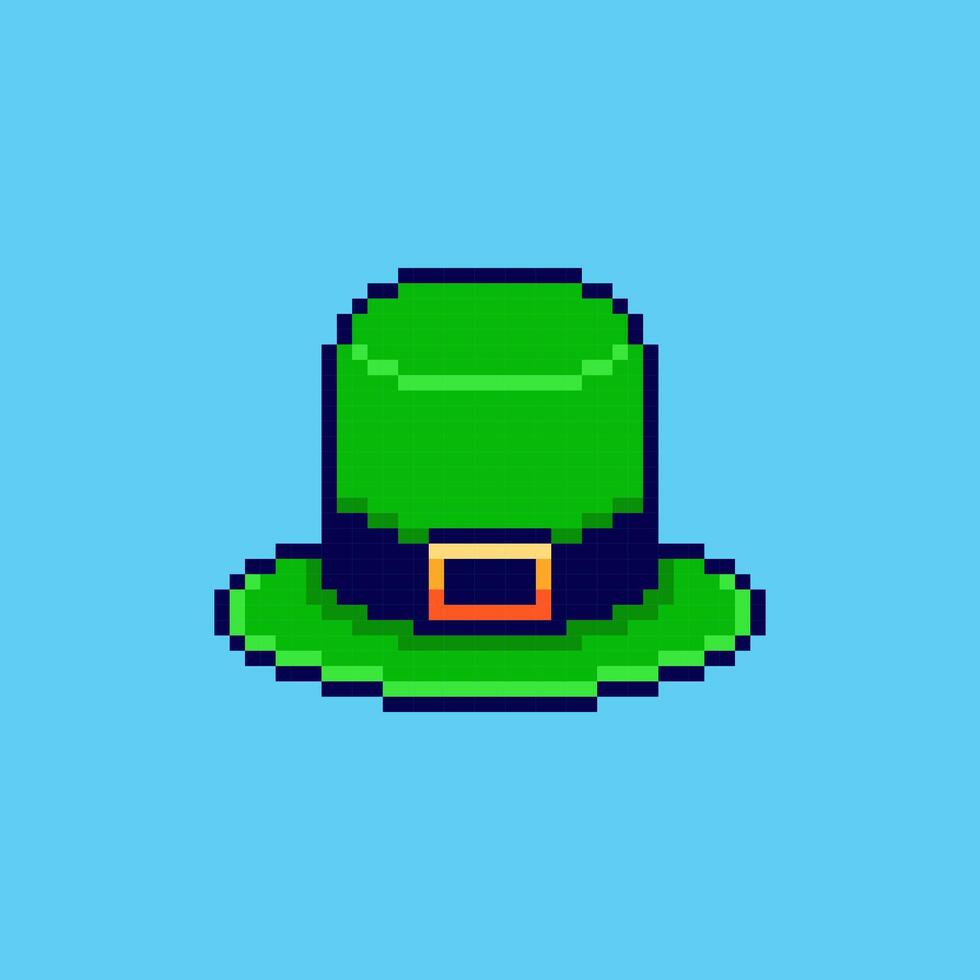 Pixel art Leprechaun Hat St Patrick's Day game asset design vector