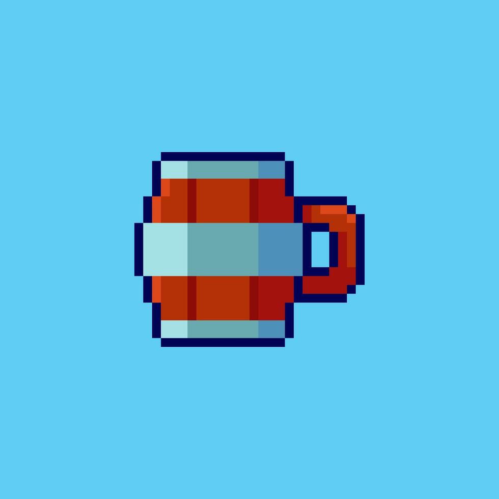 Pixel art Wooden Beer Mug game asset design vector