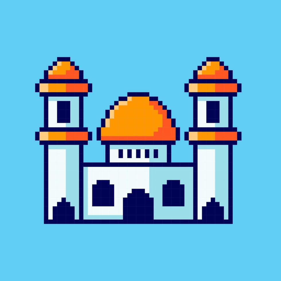 Pixel art Mosque game asset design vector