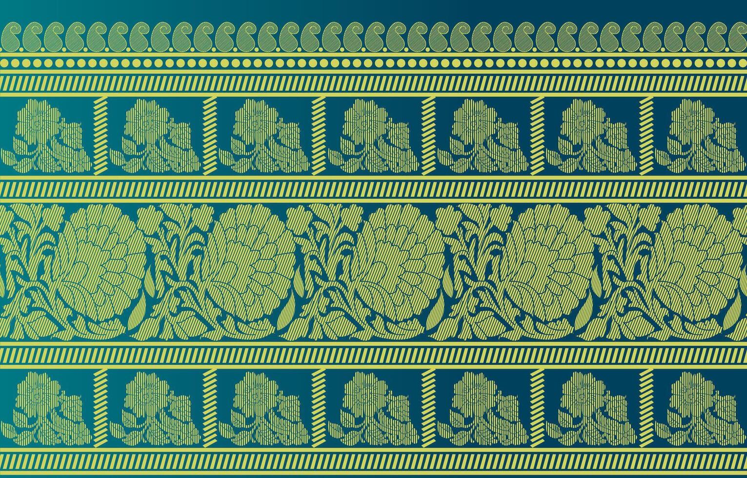 well decorated gold saree border vector
