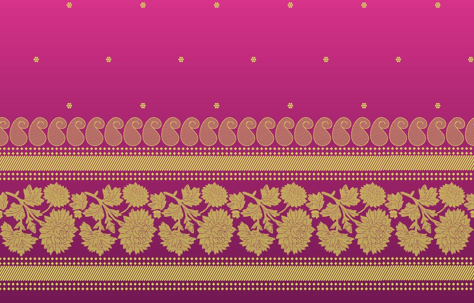 floral ornament saree border with paisley vector