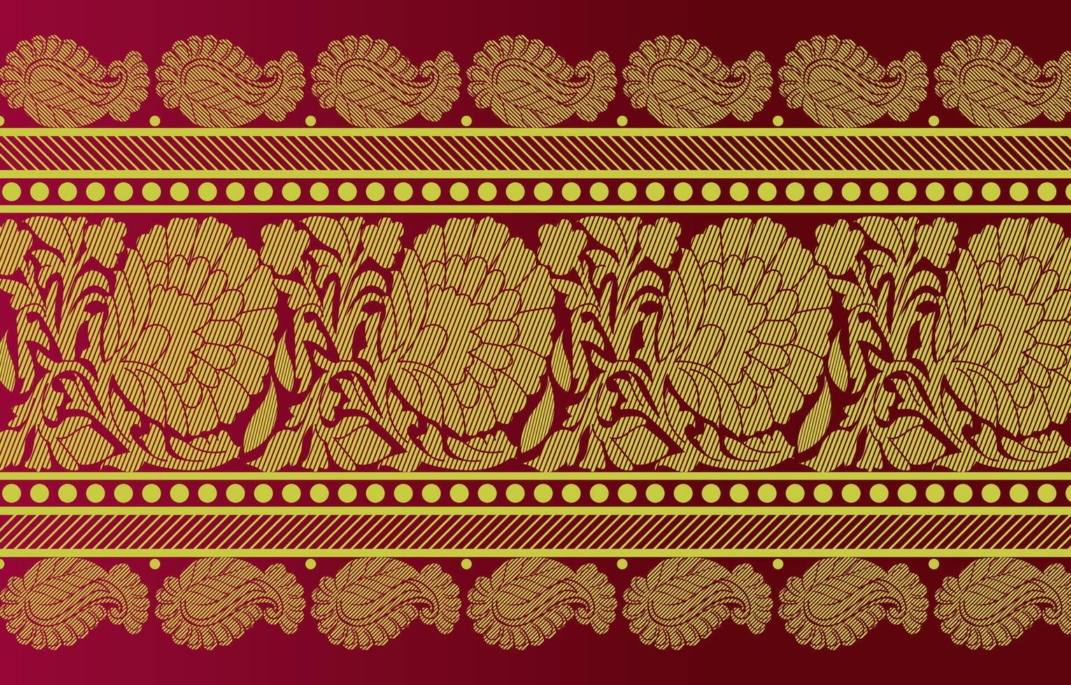 floral ornament saree border with double paisley vector