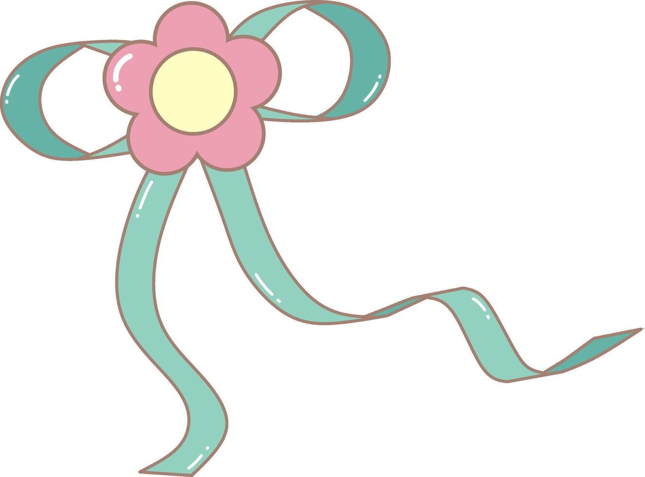 Pink Flower With Ribbon. Simple Cute Style Illustration. vector