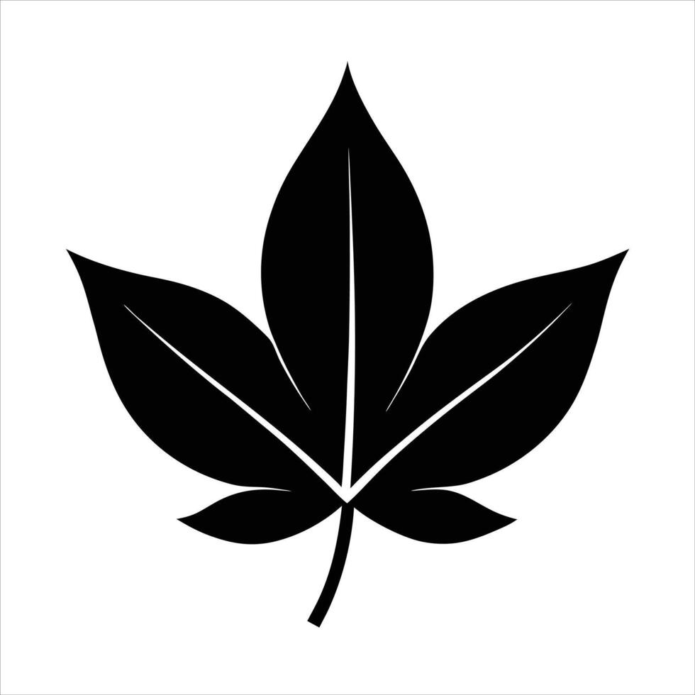 Elegant Black Leaf Silhouette on White Background vector
