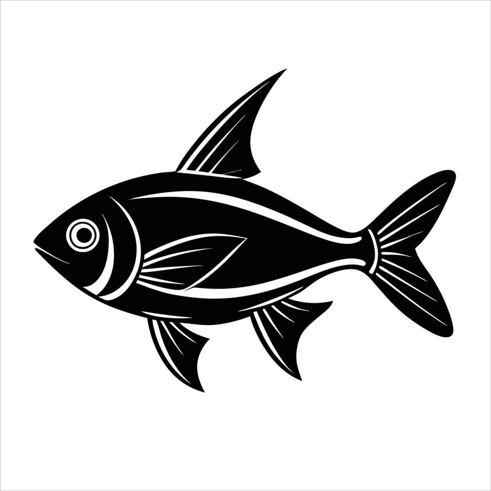 Neon Tetra Silhouette on White Background vector