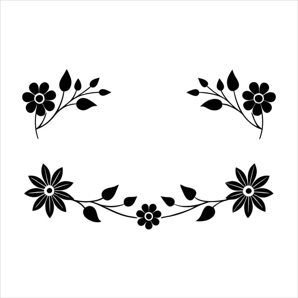 Elegant Flower Outline Border Art vector