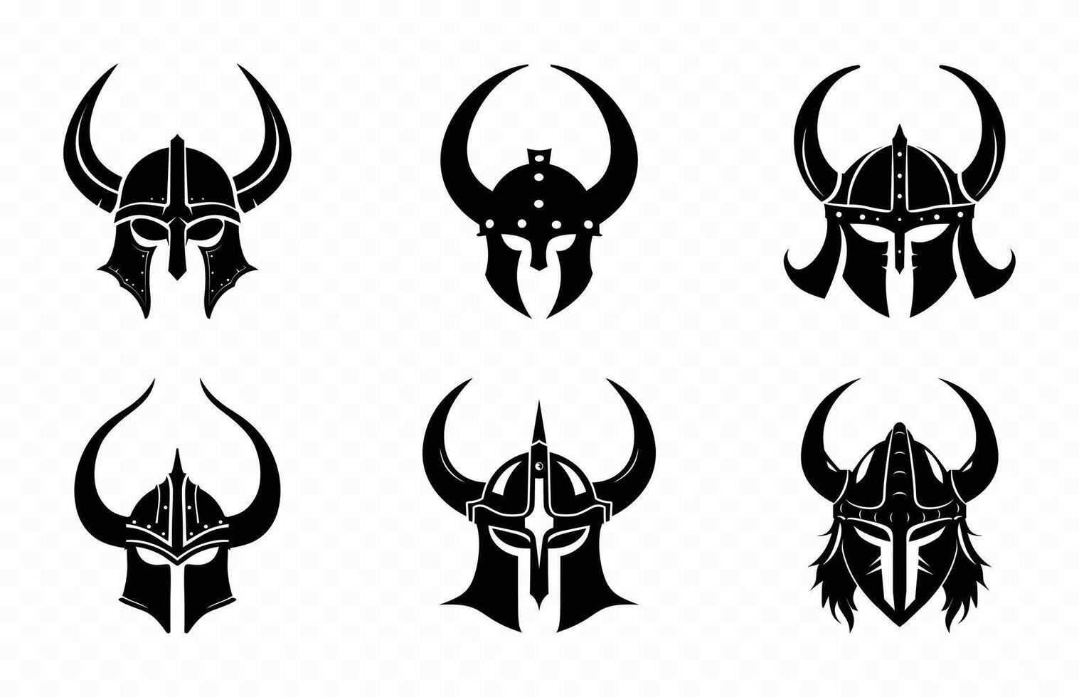 Horned Helmet Silhouette Clipart Bundle vector