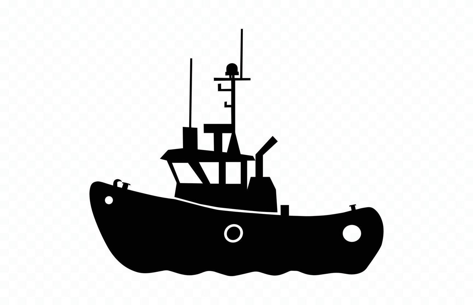 Tugboat Silhouette isolated on a white background vector