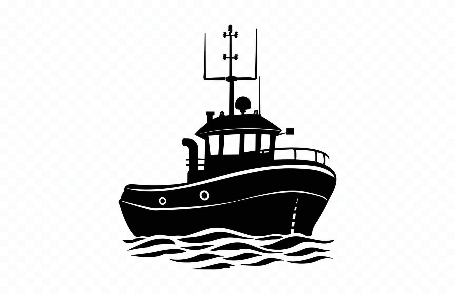 Tugboat Silhouette Black Clipart vector