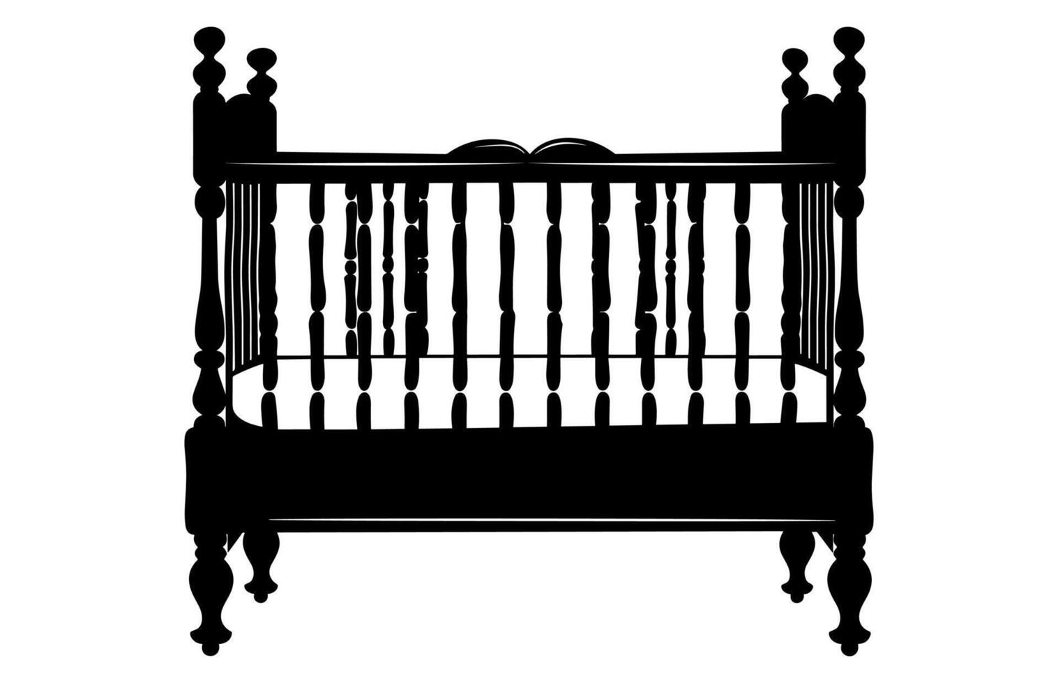 Baby Bassinet Silhouette isolated on a white background vector