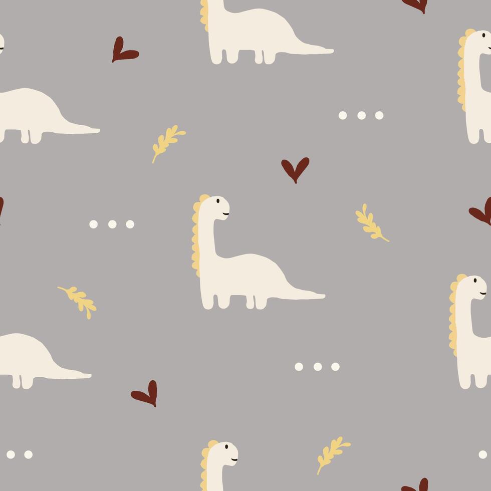 Seamless pattern with cute dino kids textile background vector