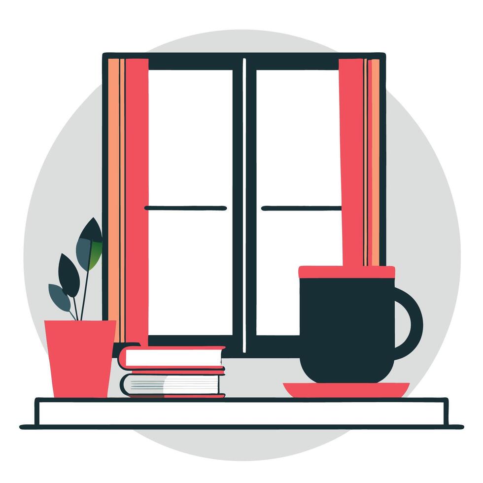 Cozy Reading Nook with Book and Aromatic Coffee vector