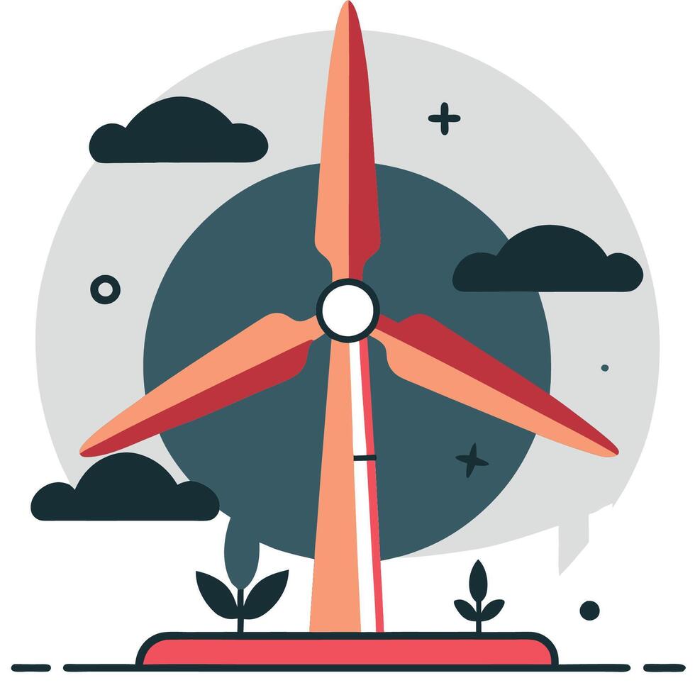 Concept Illustration of a Modern Wind Turbine for Clean Energy Generation vector