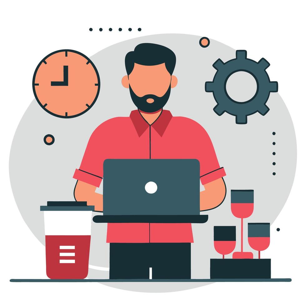 Illustrative Depiction of Work-Time Management and Efficiency vector