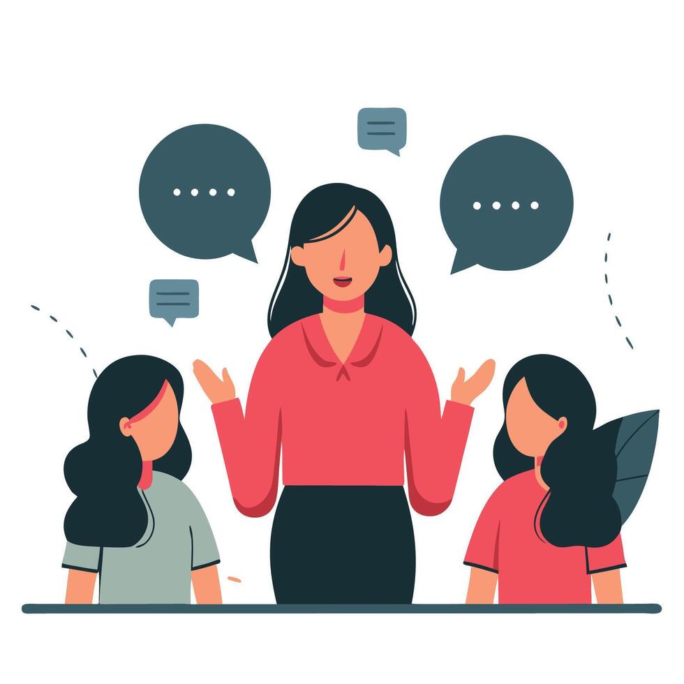 Illustrative Depiction of Women Engaging in Thoughtful Conversation vector