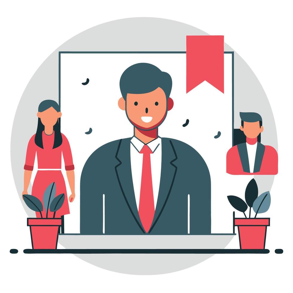 Welcoming Embrace to a Modern Workplace Concept with a Diverse Team vector