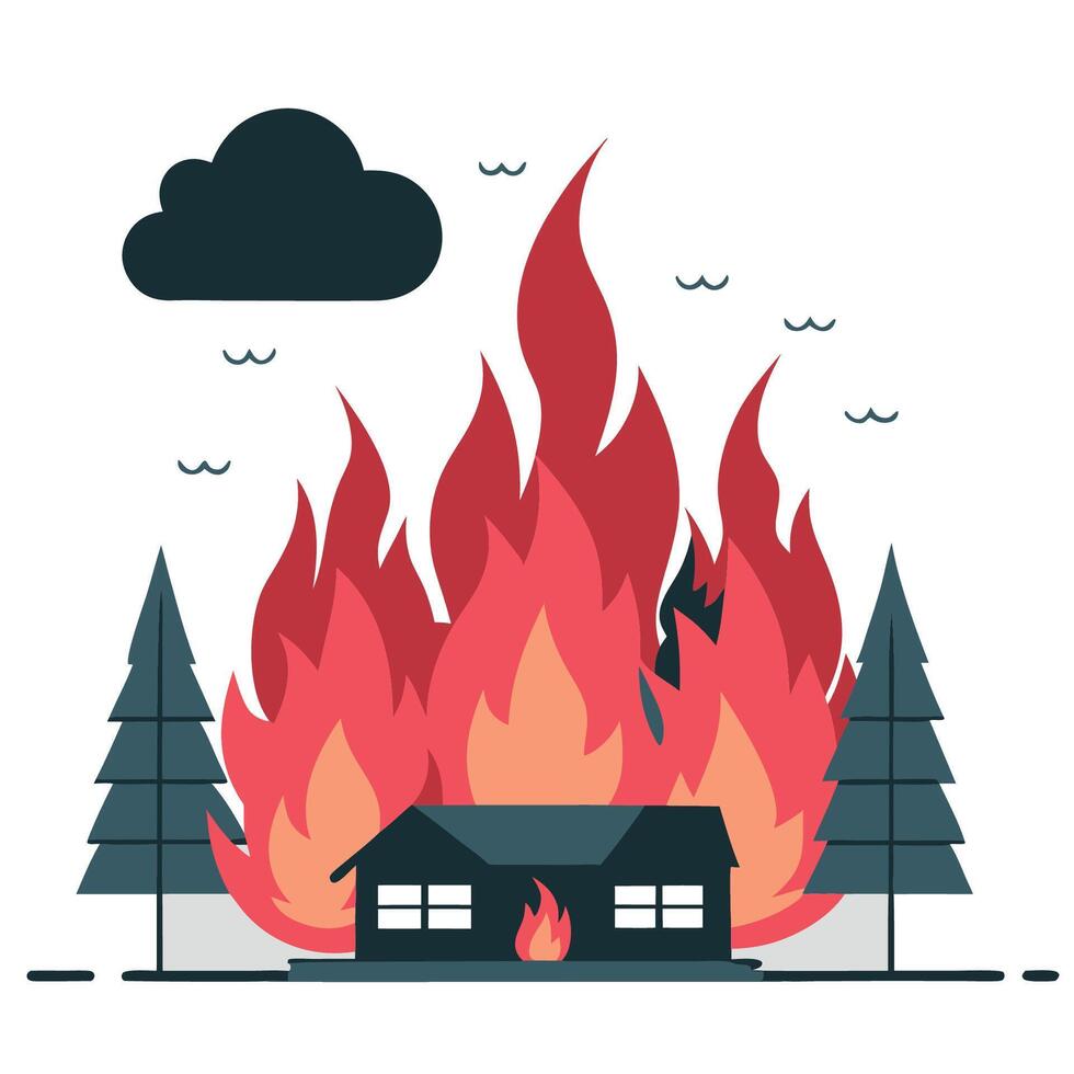 Illustrative Depiction of a Devastating Wildfire s Wrath vector