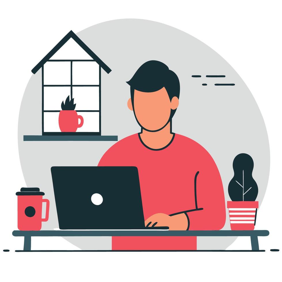 Modern Remote Working Concept Illustrating a Remote Professional vector