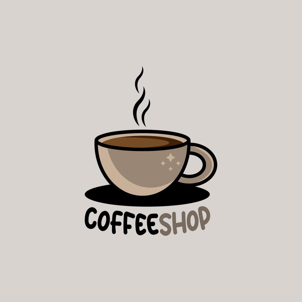 Cartoon illustration of coffee cup. Coffee shop logo cup icon design template. vector