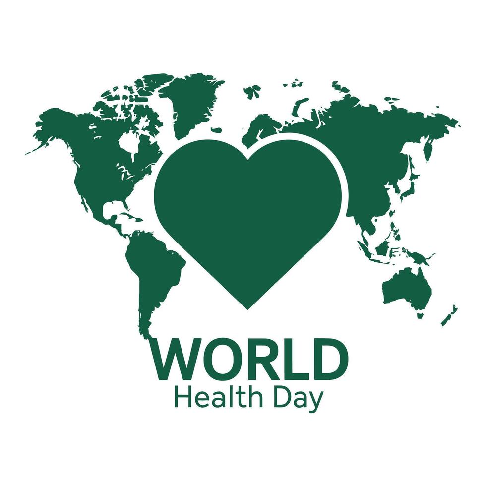 World health day with earth map and love shape vector