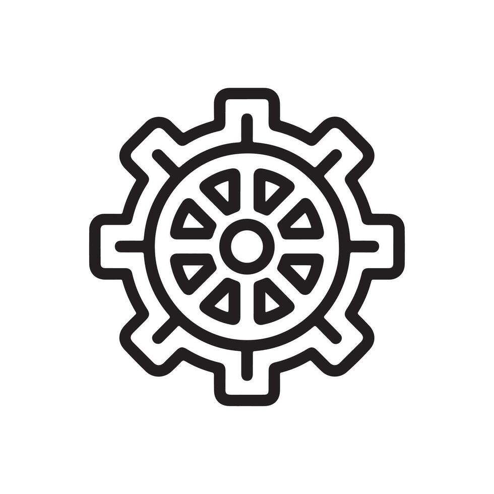 A black and white image of a gear wheel vector