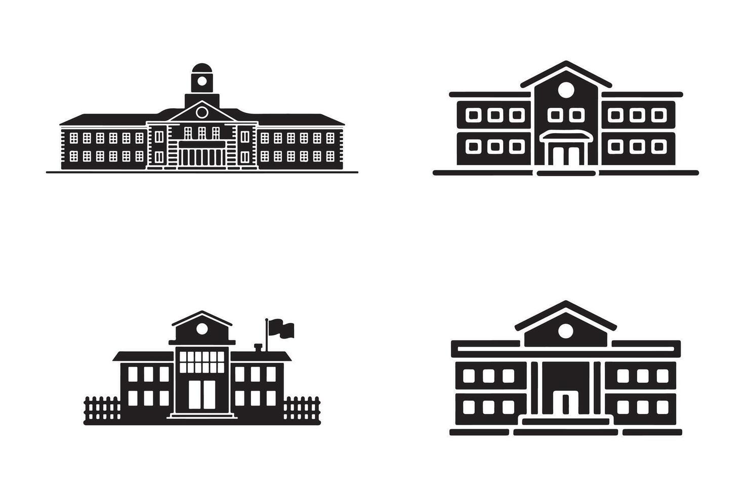 School building icon set illustration vector