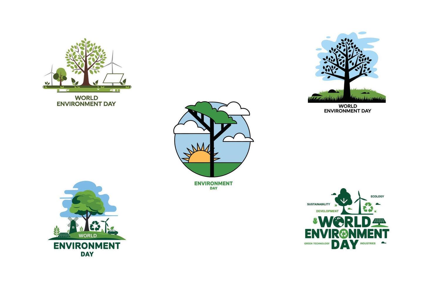 World environment day logo set vector