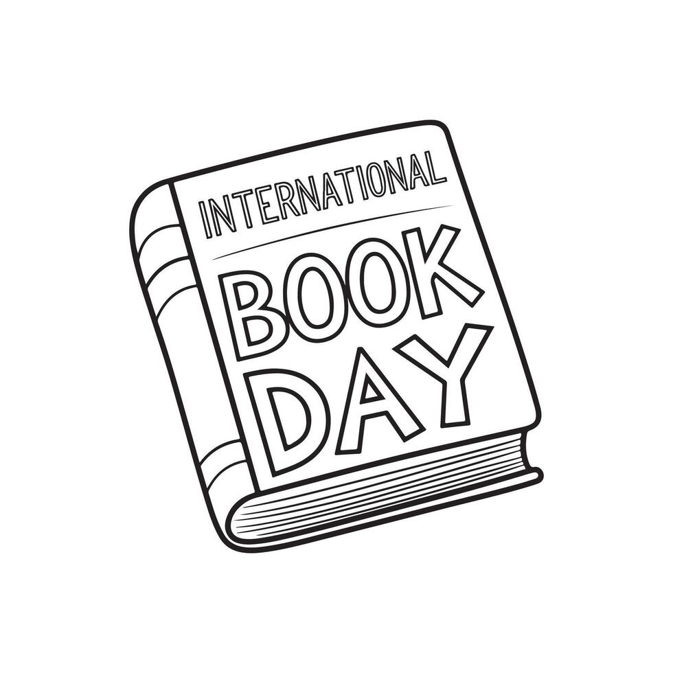 International book day coloring page.World book day 23 april vector