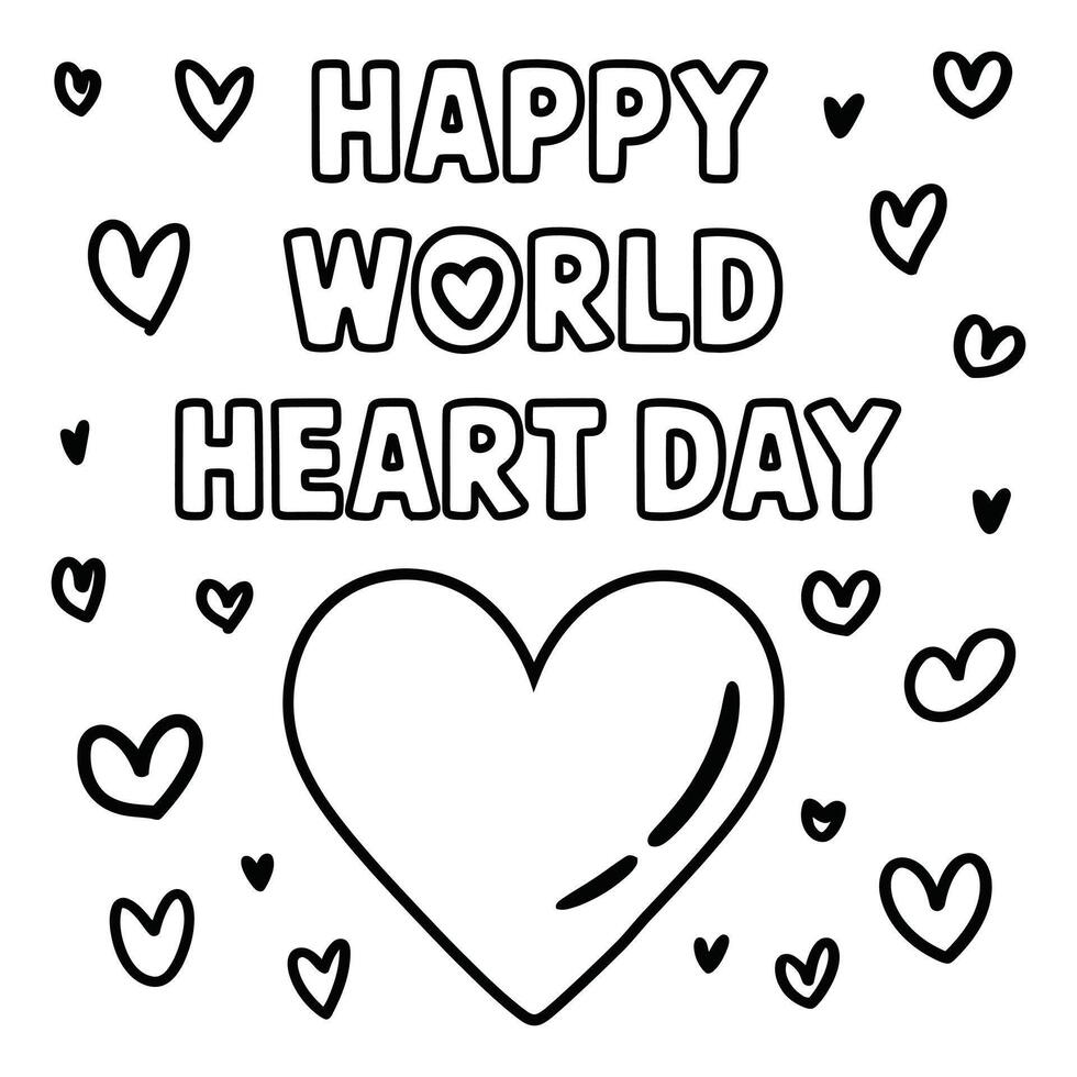 Happy world heart day coloring pages vector