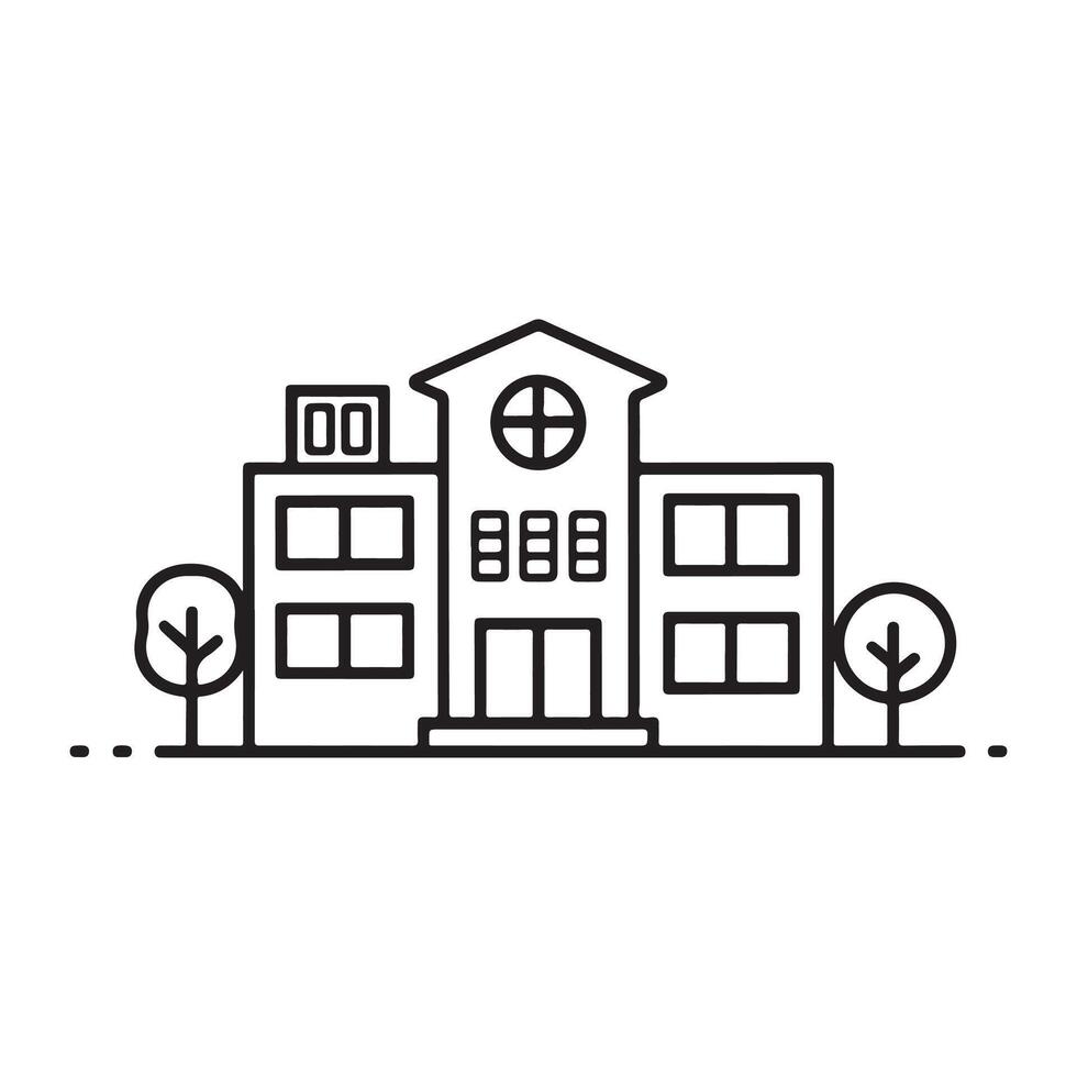 School building line icon illustration vector