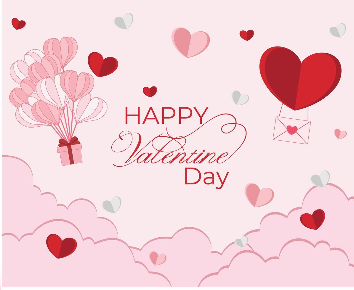 happy valentine day background in paper cut style and empty space vector