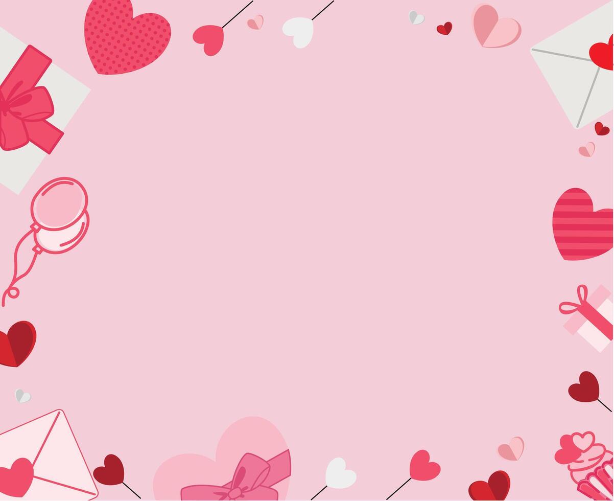 valentine decoration background in paper style with empty space vector