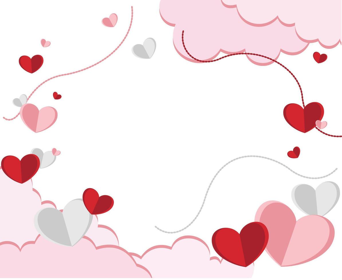 Paper hearts decoration background with empty space for your message vector