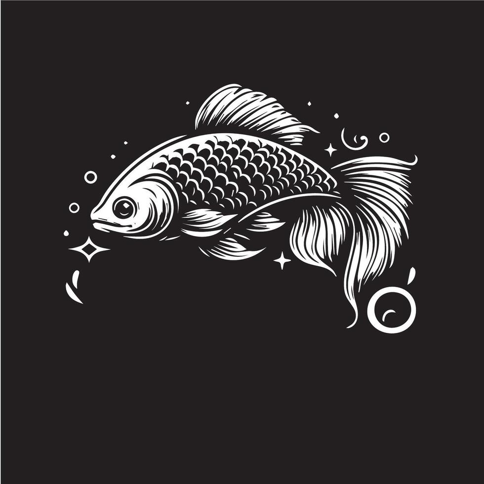 illustration of a fish on a black background vector