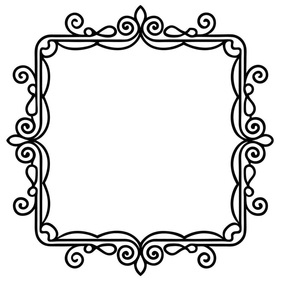 a black and white drawing of a square frame vector