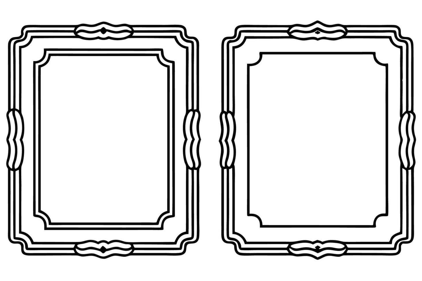 two black and white frames with ornate designs vector