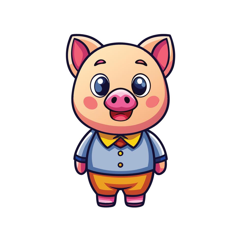 a cartoon pig wearing a shirt and tie vector