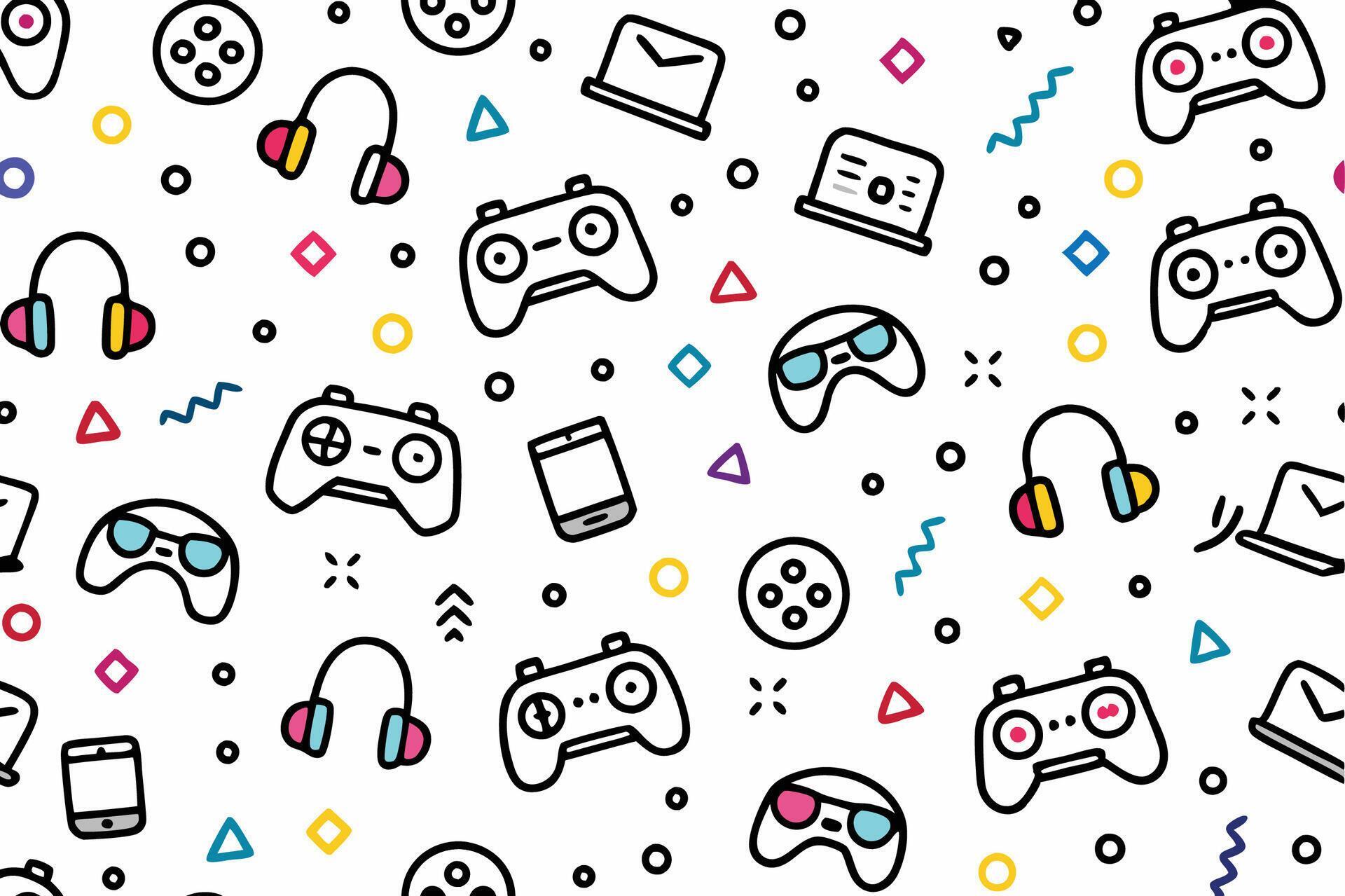 a seamless pattern with game controllers and other items 54554501 ...