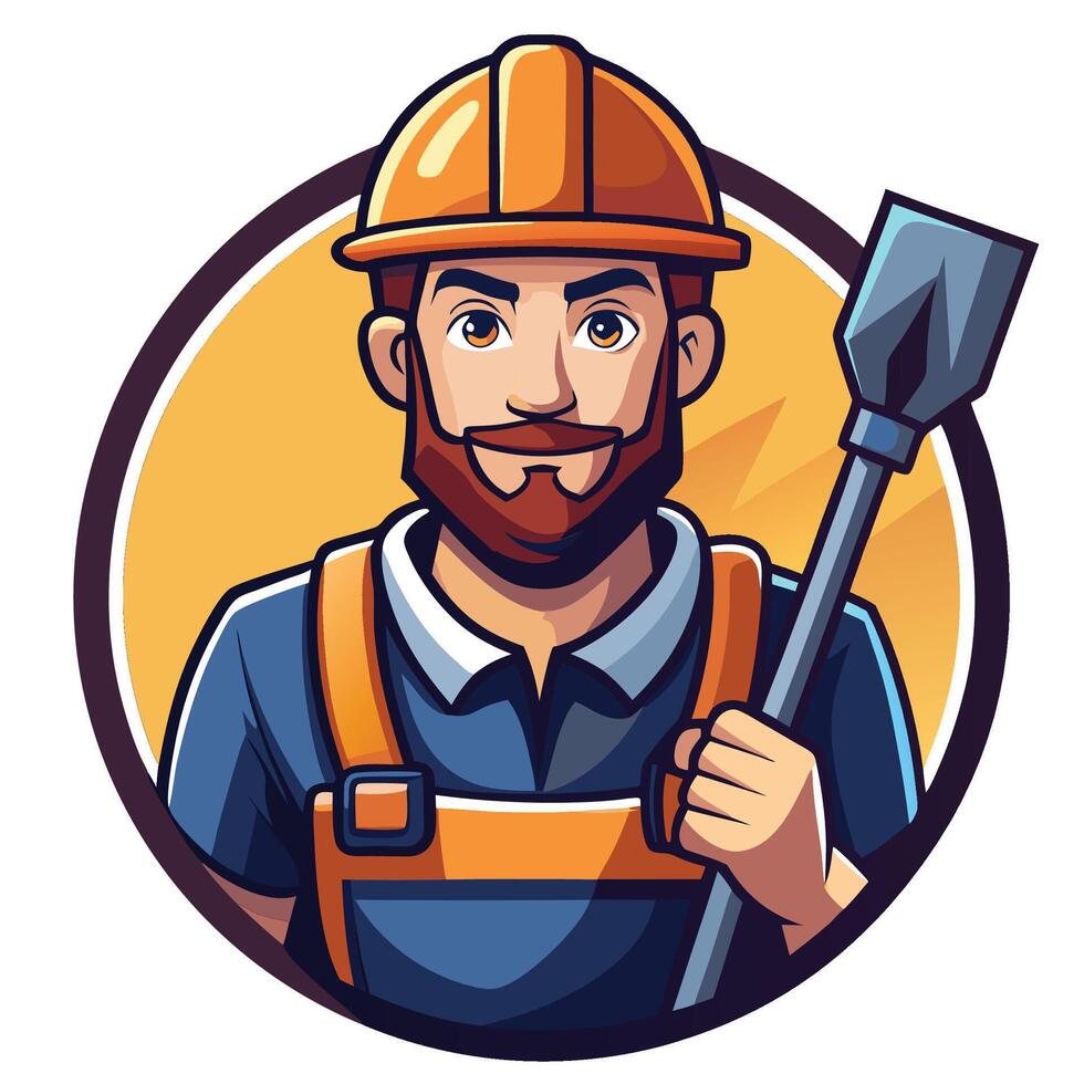 a man with a shovel in his hand vector