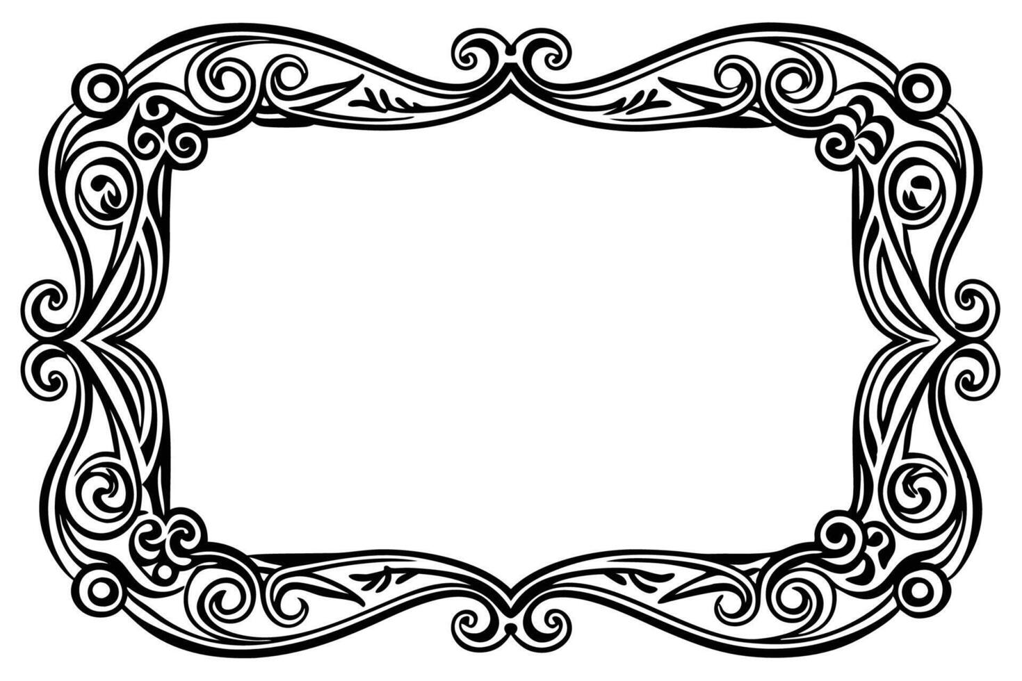 a black and white ornate frame with swirls vector