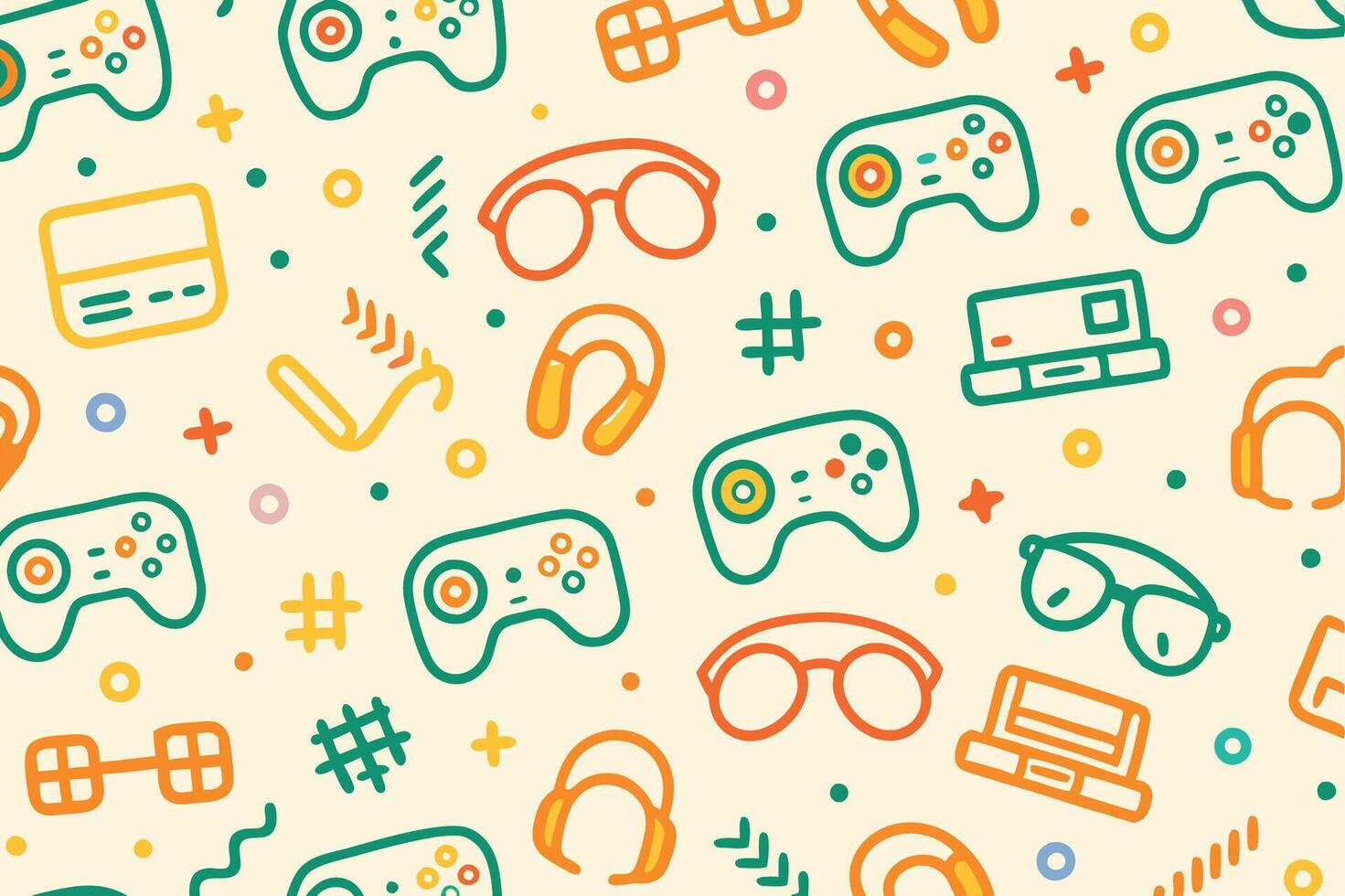 a seamless pattern with game controllers and other items vector