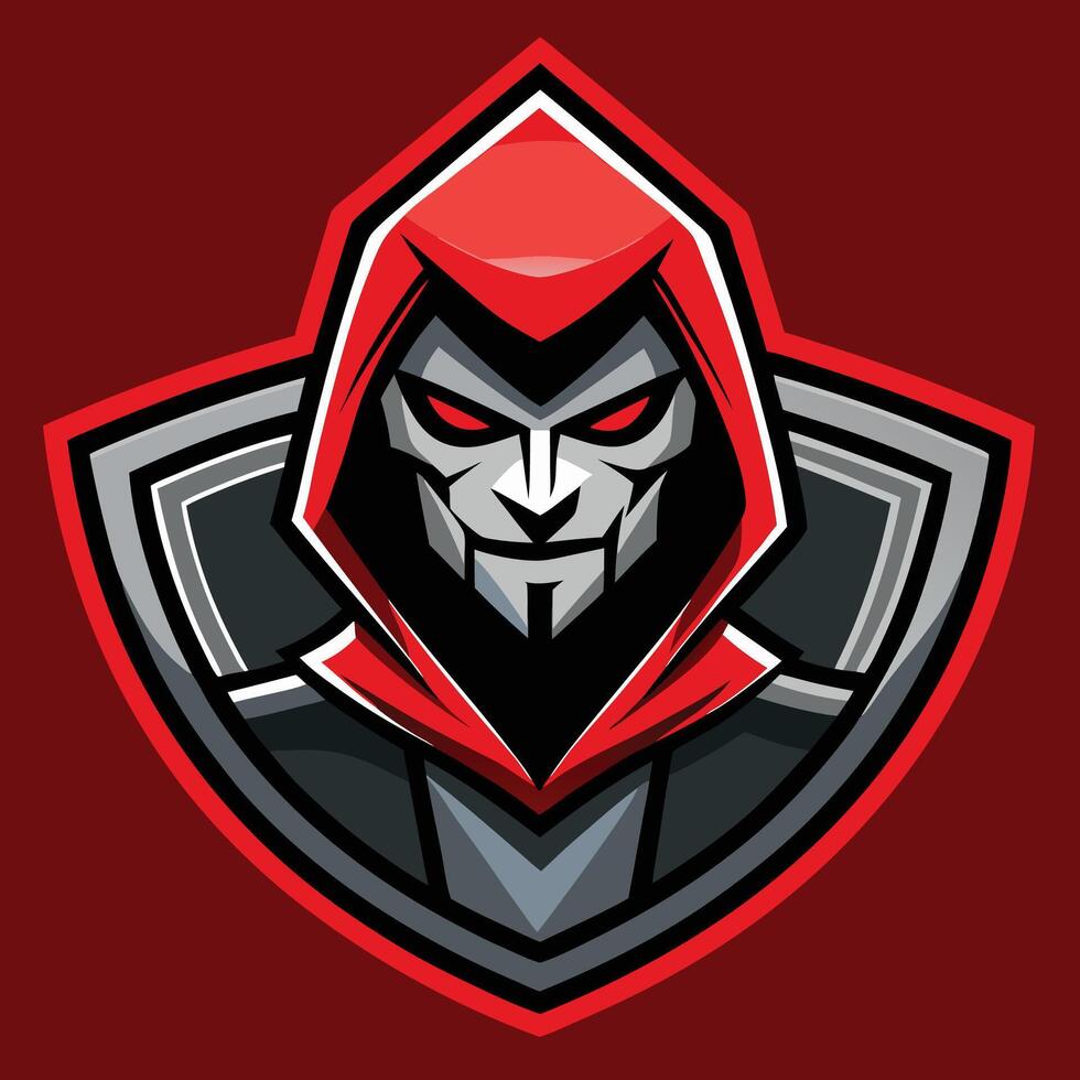 the red hooded man is wearing a red hood vector