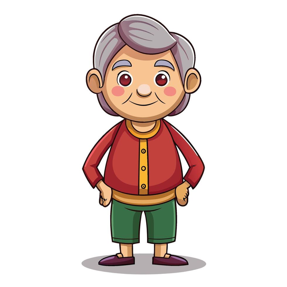 cartoon old man standing with hands on hips vector