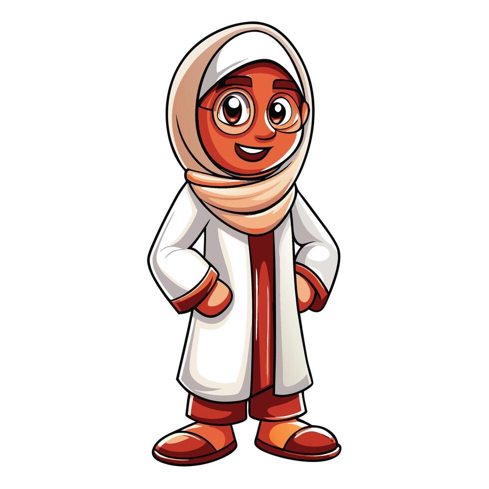 cartoon muslim girl in hijab vector