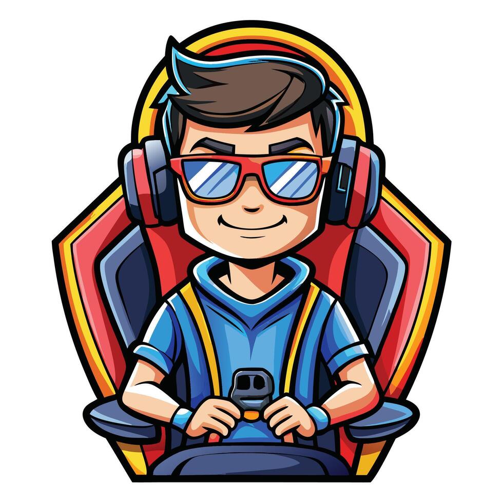 a cartoon boy wearing sunglasses and headphones vector