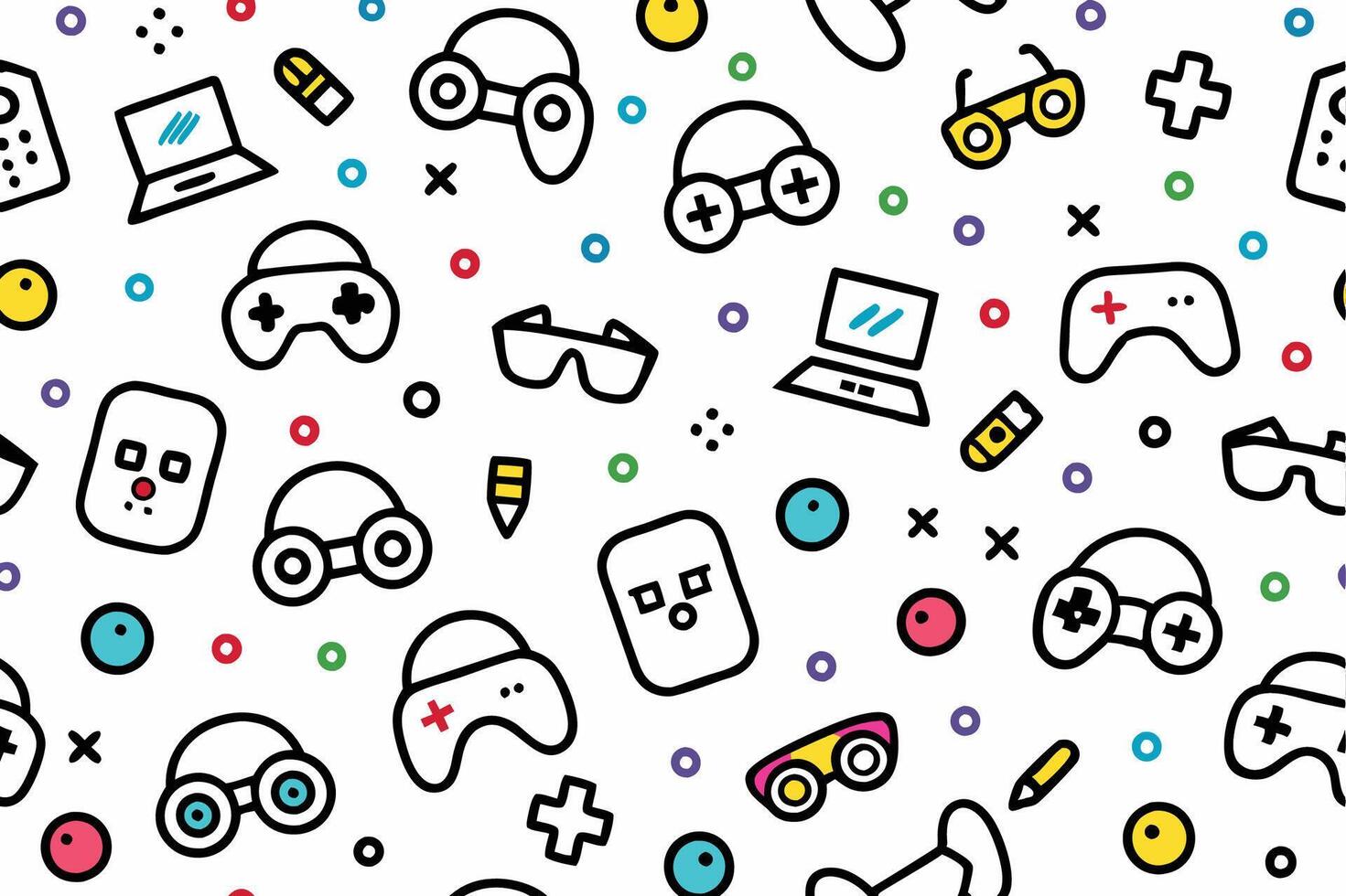 a seamless pattern with various objects and accessories vector